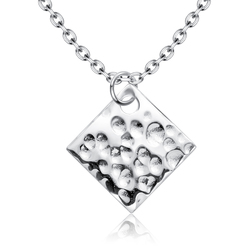 Square Flat Stencil Shaped Silver Necklace SPE-5263